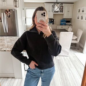 Calia by Carrie Underwood Black Waffle Knit Quarter Zip Pullover Size S